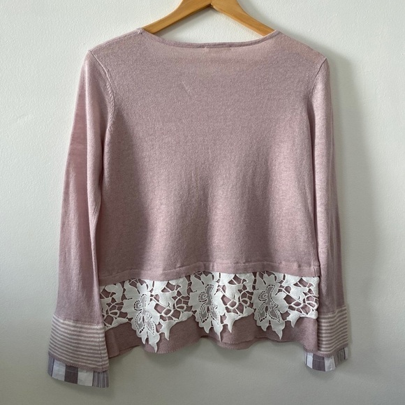 Lisa Todd Crochet Linen cotton blend long sleeves Lavander/pink - Picture 5 of 6